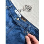 Loewe leather denim shorts