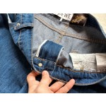 Loewe leather denim shorts