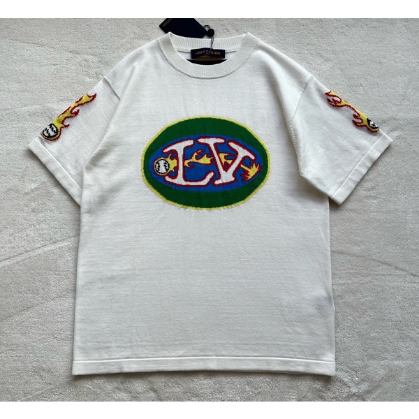 Louis Vuitton Flame Wool Contrast Color Short Sleeves
