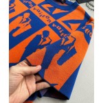 Louis Vuitton blue orange contrast color jazz wool knitted short-sleeved T
