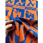 Louis Vuitton blue orange contrast color jazz wool knitted short-sleeved T