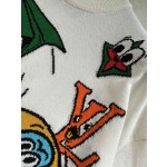 Louis Vuitton Contrasting Color Aircraft Jacquard Round Neck Knit Short Sleeves