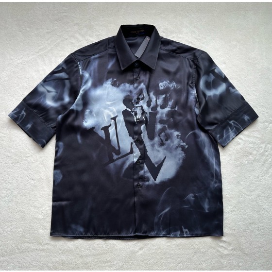 Louis Vuitton's latest season jazz music pattern short-sleeved casual shirt
