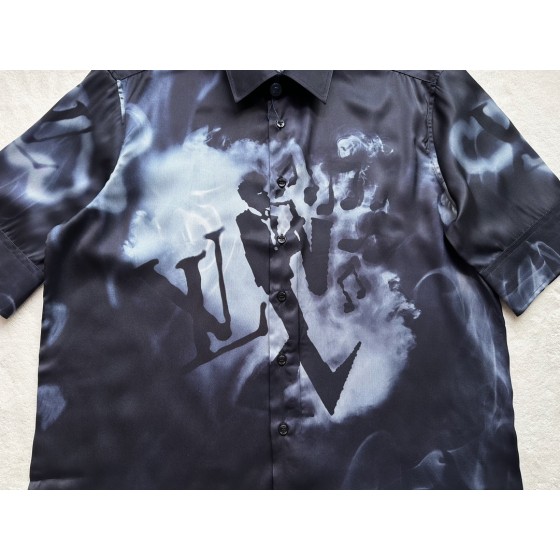 Louis Vuitton's latest season jazz music pattern short-sleeved casual shirt