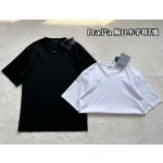 Prada Small Letters Print Round Neck Short Sleeves