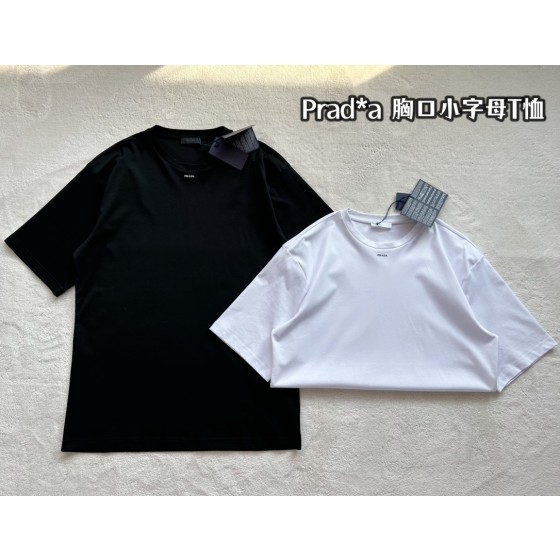 Prada Small Letters Print Round Neck Short Sleeves