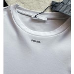 Prada Small Letters Print Round Neck Short Sleeves