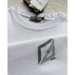 Dior CD geometric diamond embroidery    white short-sleeved T