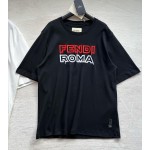 Fendi New Big Embroidered Slogan Short Sleeves