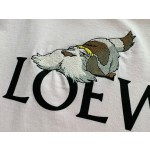 LOEWe Yinyin dog large letter short sleeve 👍white, pink