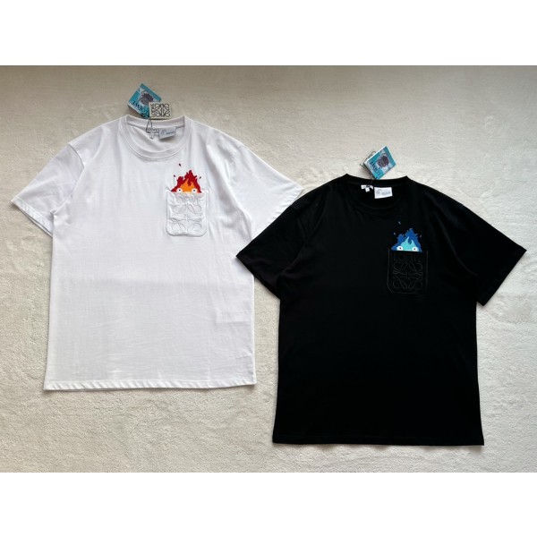 LOEWe latest Calcifer flame embroidery T-shirt