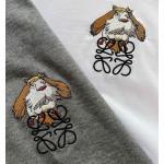 LOEWe latest Yin Yin dog embroidery round neck short sleeves