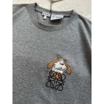 LOEWe latest Yin Yin dog embroidery round neck short sleeves