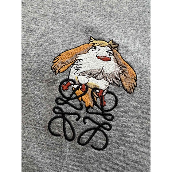 LOEWe latest Yin Yin dog embroidery round neck short sleeves