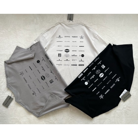 Balenciaga New Printed Logo Full Standard Short Sleeves