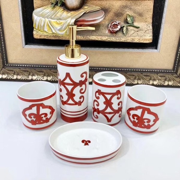 Red Iron Window Series Bone China Sanitary Ware Set