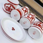 Red Iron Window Series Bone China Sanitary Ware Set