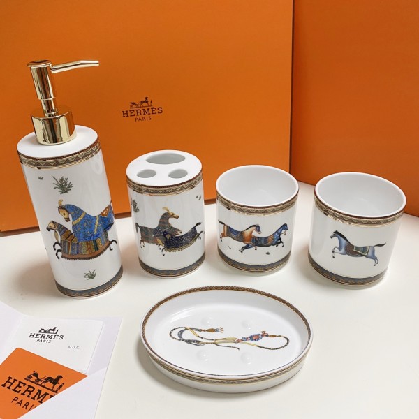 Horse series five-piece bone china bathroom set