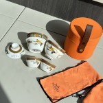 Leather Bucket Organizer Travel Tea Set