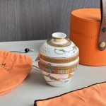 Leather Bucket Organizer Travel Tea Set
