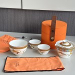 Leather Bucket Organizer Travel Tea Set