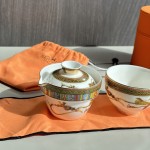 Leather Bucket Organizer Travel Tea Set