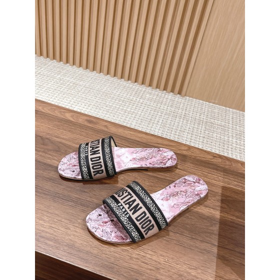 DIOR Dior spring and summer new upgrade embroidery slippers