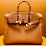 Birkin25 saddle leather gold brown gold buckle